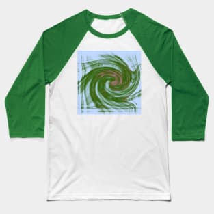 Swirling green and blue fractal vortex Baseball T-Shirt